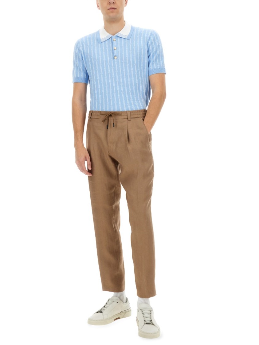 Shop Casablanca "monogram" Polo Shirt In Blue