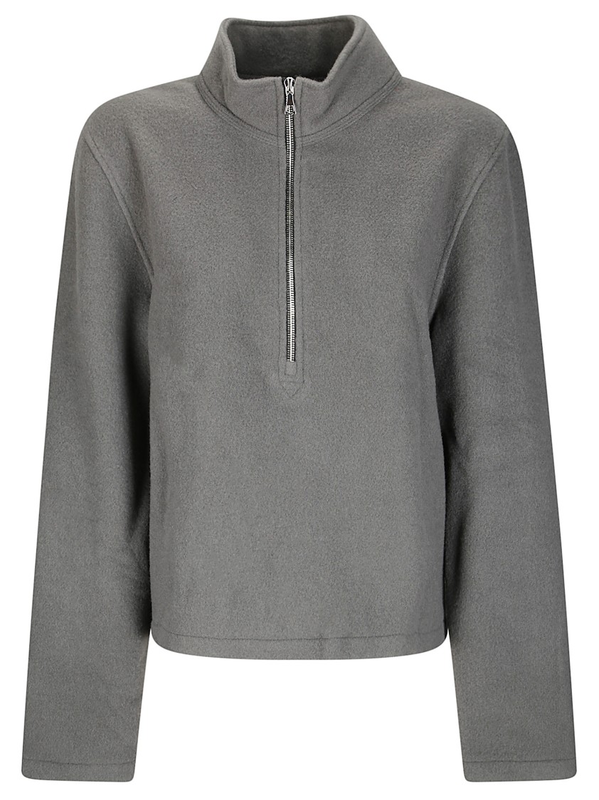 Rier Wool Fleece Sweatshirt With High Collar In Gray