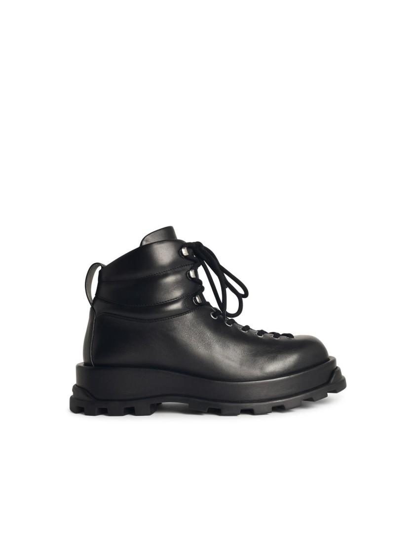 Jil Sander Leather Ankle Boots Men In Black