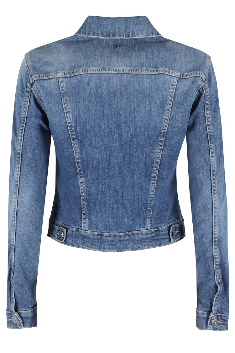 Dondup Denim Jacket With Long Sleeves And Collared Neck In Blue
