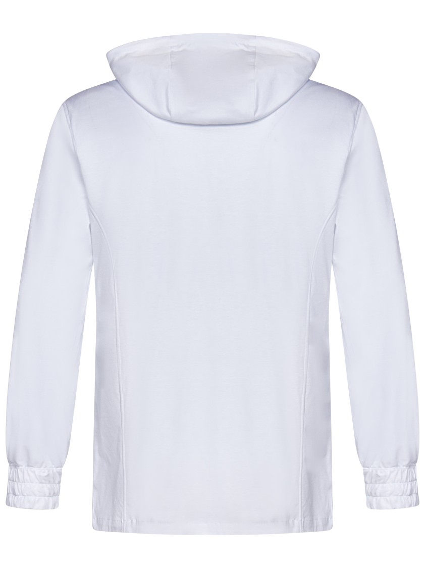 Shop Kiton Zip-up Cotton Sweatshirt With Drawstring Hood In White