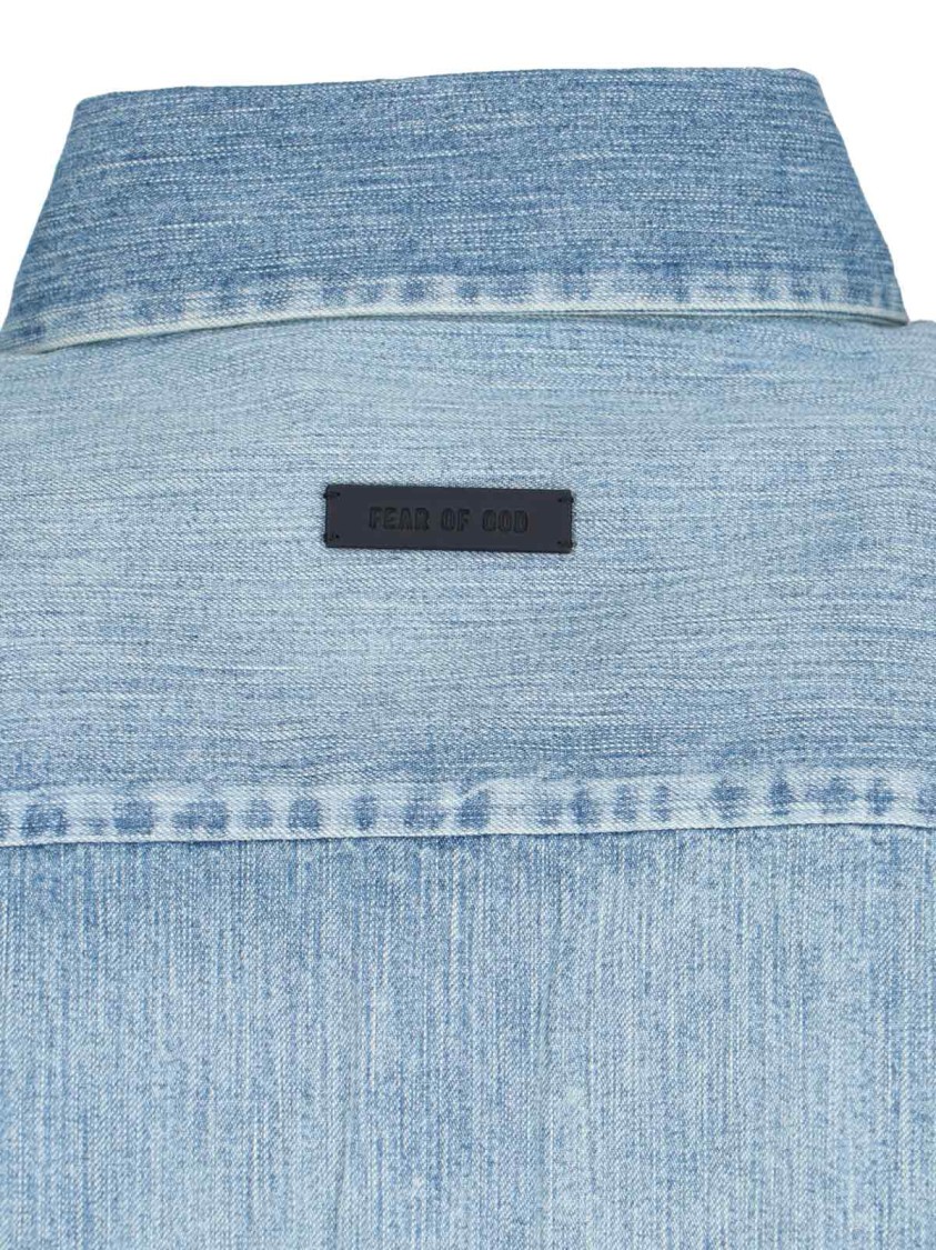 Shop Fear Of God Relaxed Fit Denim Shirt With Classic Collar In Blue