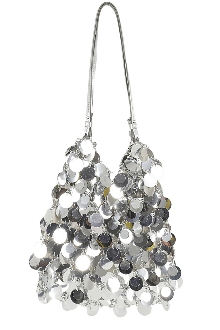Rabanne Sparkle Discs Large Bag In Silver