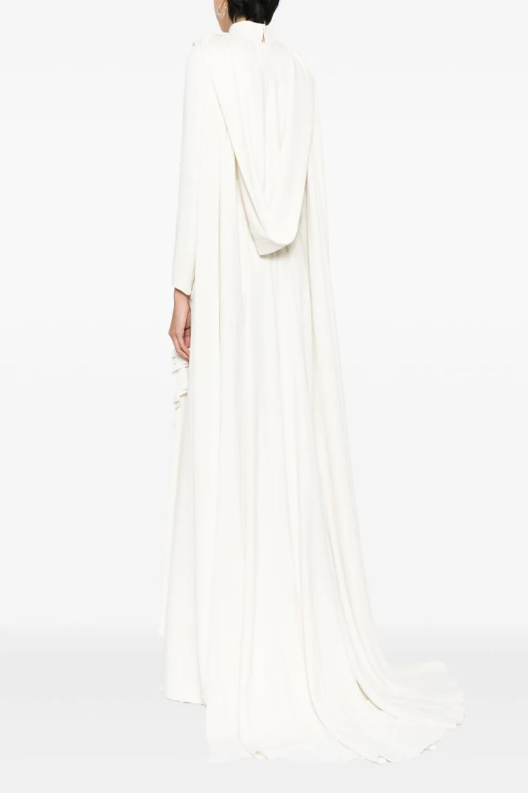 Saiid Kobeisy Crepe Kaftan With 3d Laser-cut Embroidery In White