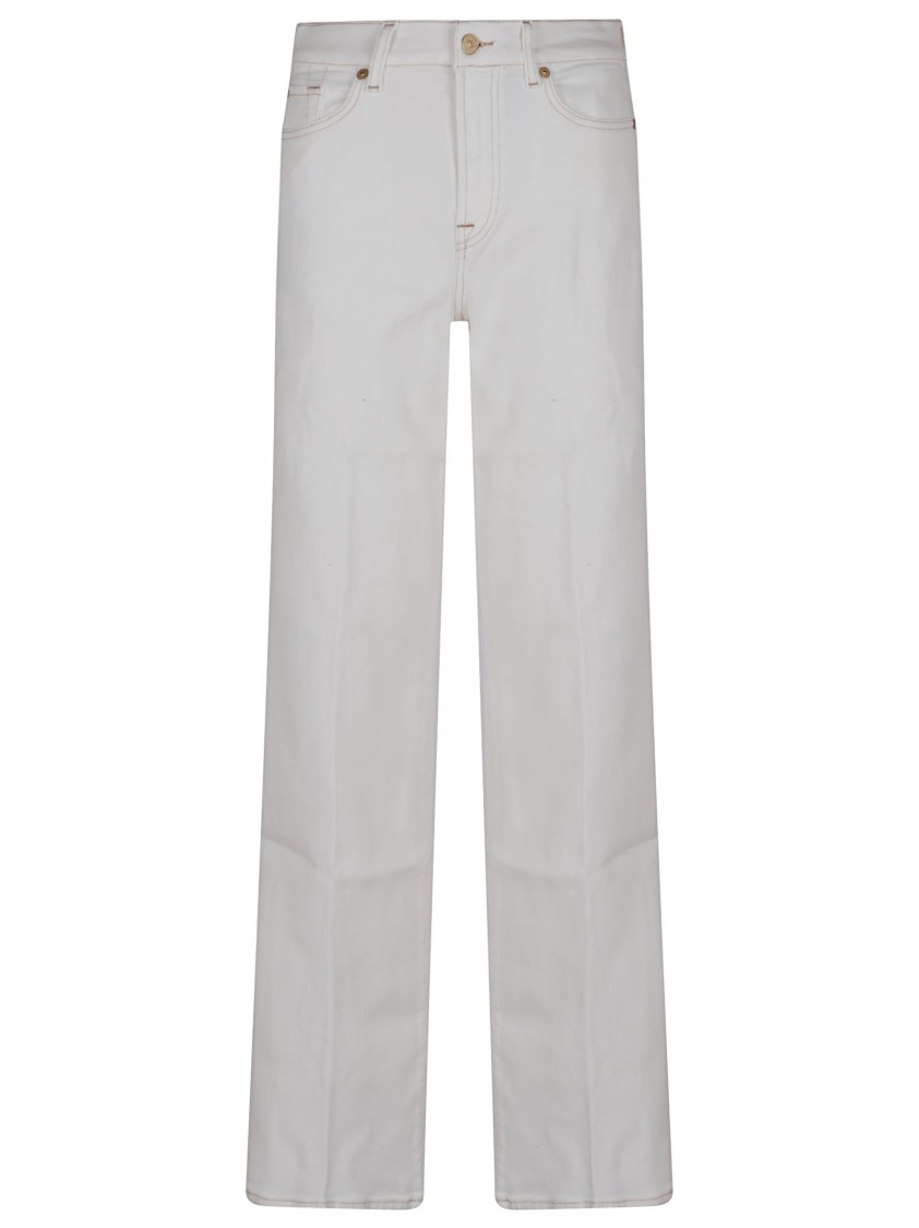7 For All Mankind Wide Leg Jeans With Back Pockets And Belt Loops In White