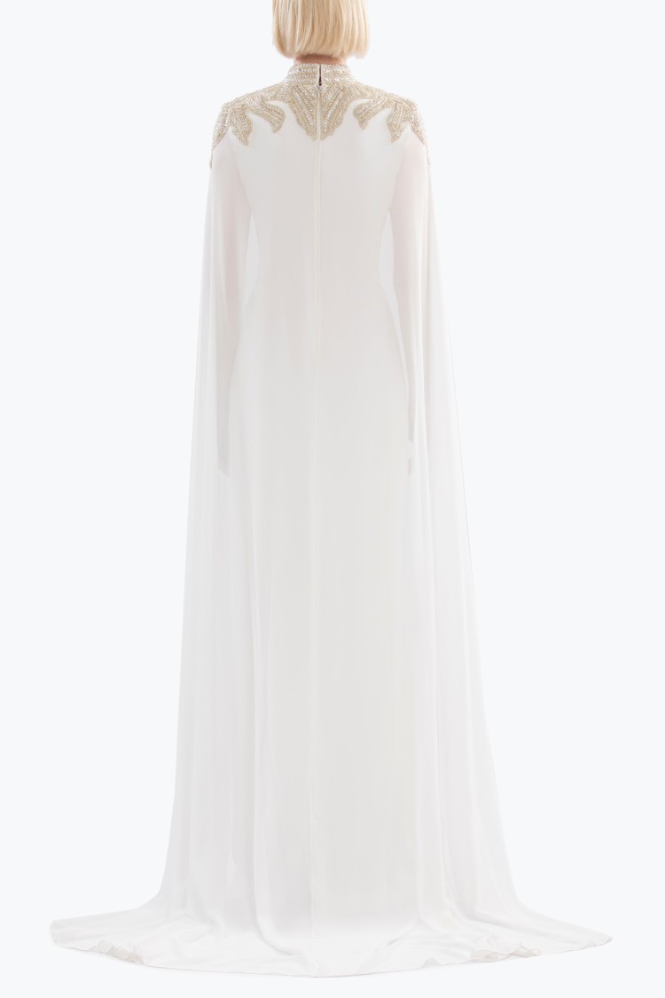 Shop Saiid Kobeisy Embellished Crepe Kaftan