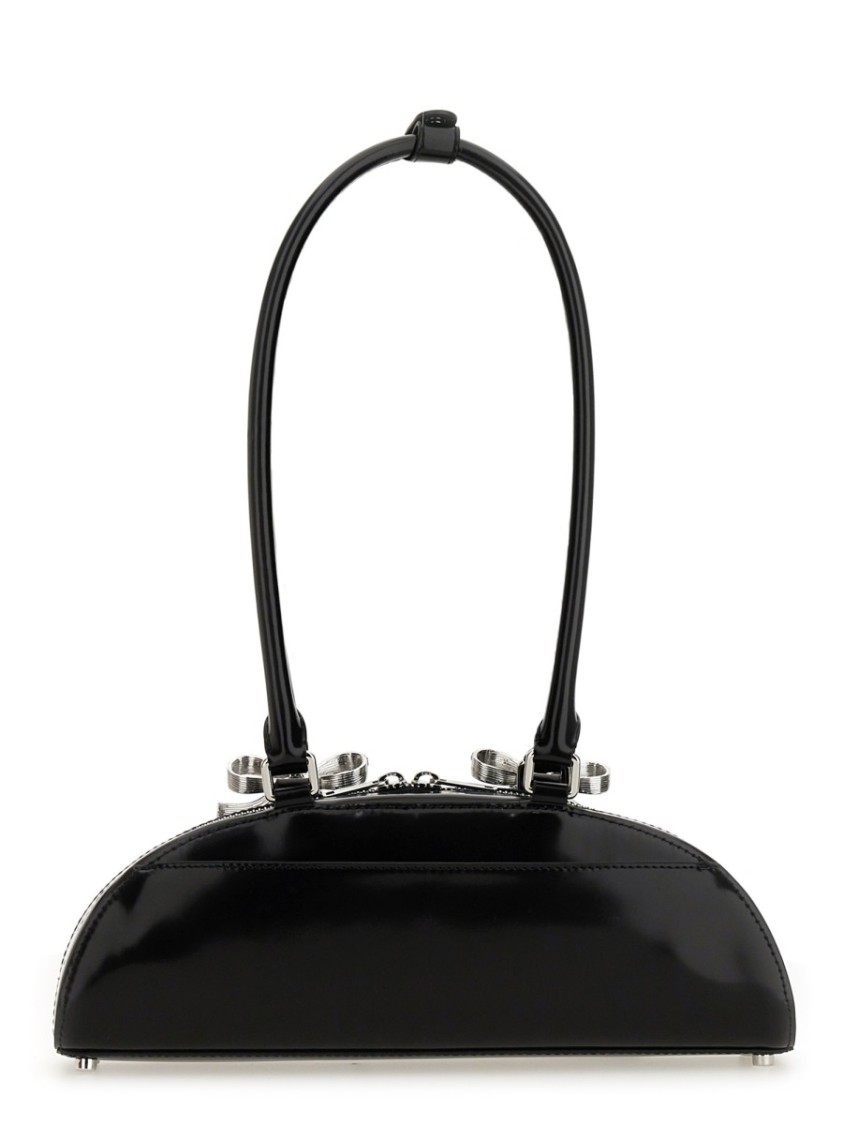 Self-portrait Black Leather Curved Shoulder Bag In Black