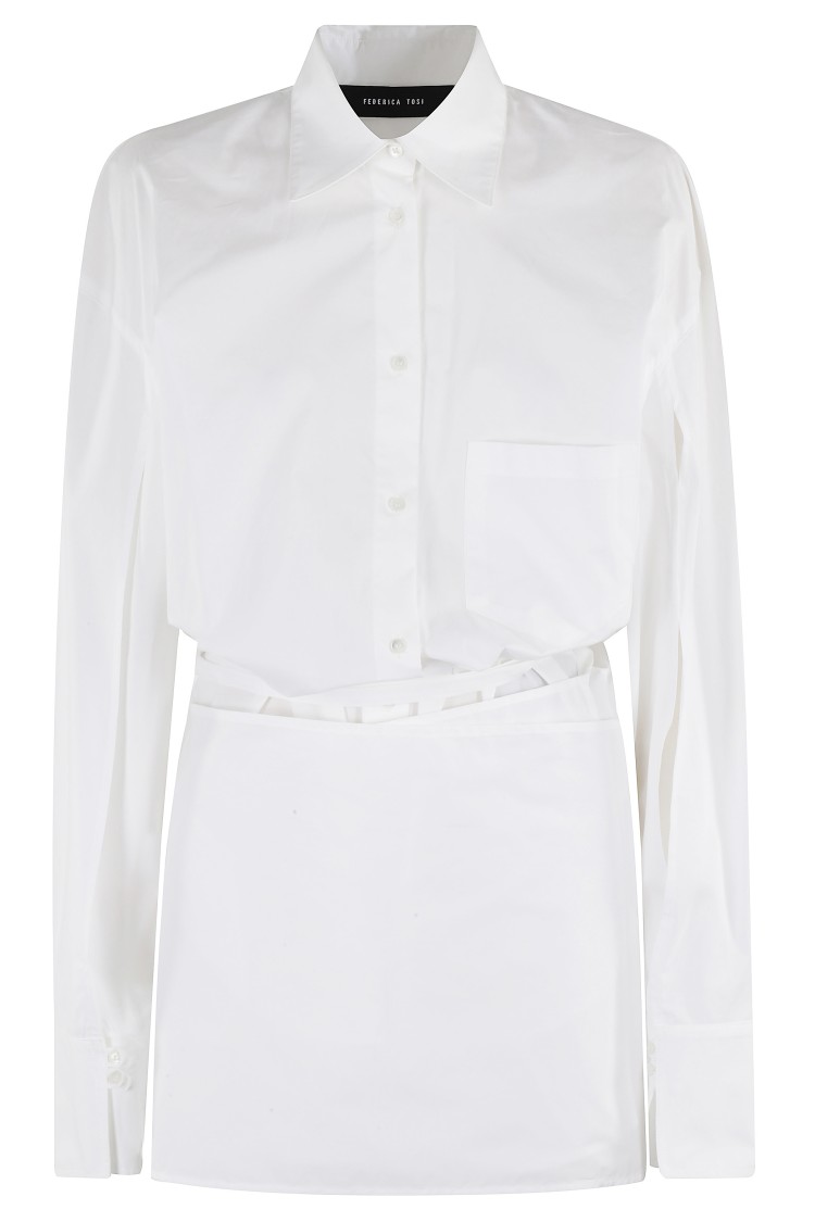 FEDERICA TOSI FEDERICA TOSI MINI PAREO DRESS WITH CLASSIC COLLAR