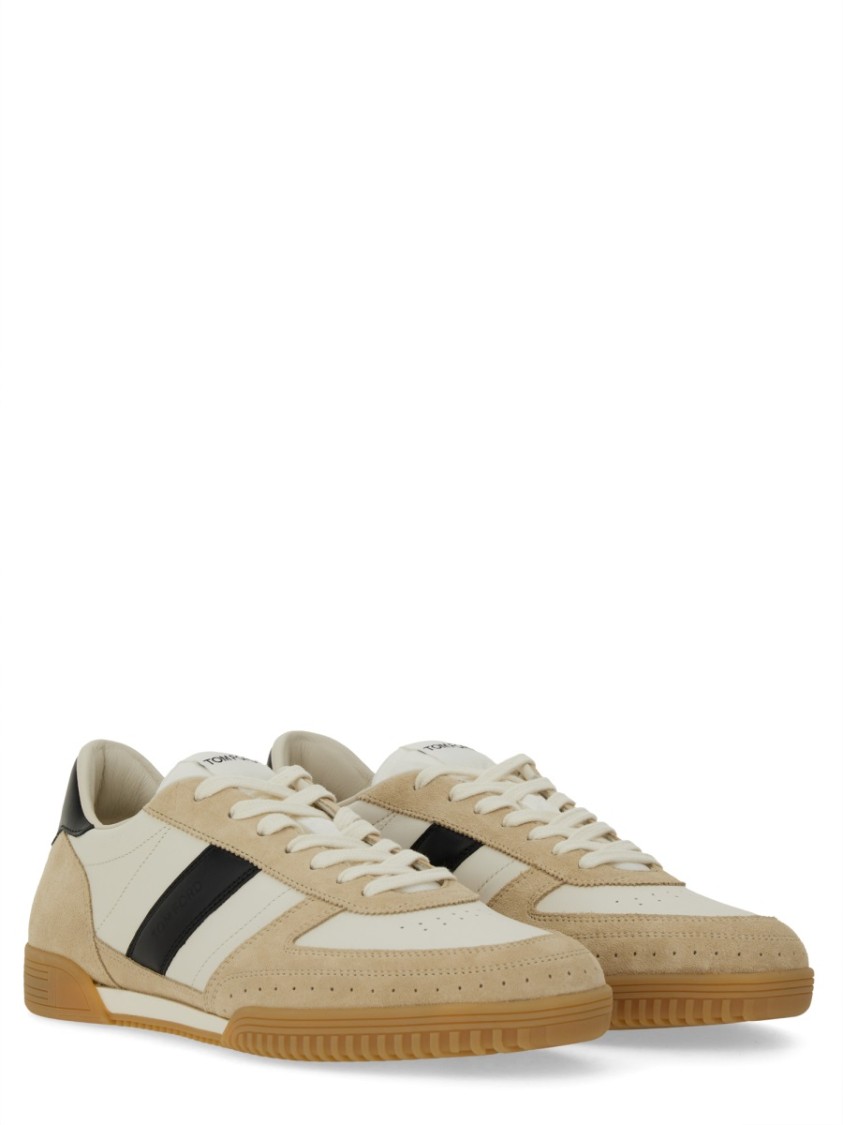 Tom Ford Terence Leather And Suede Sneakers In Brown