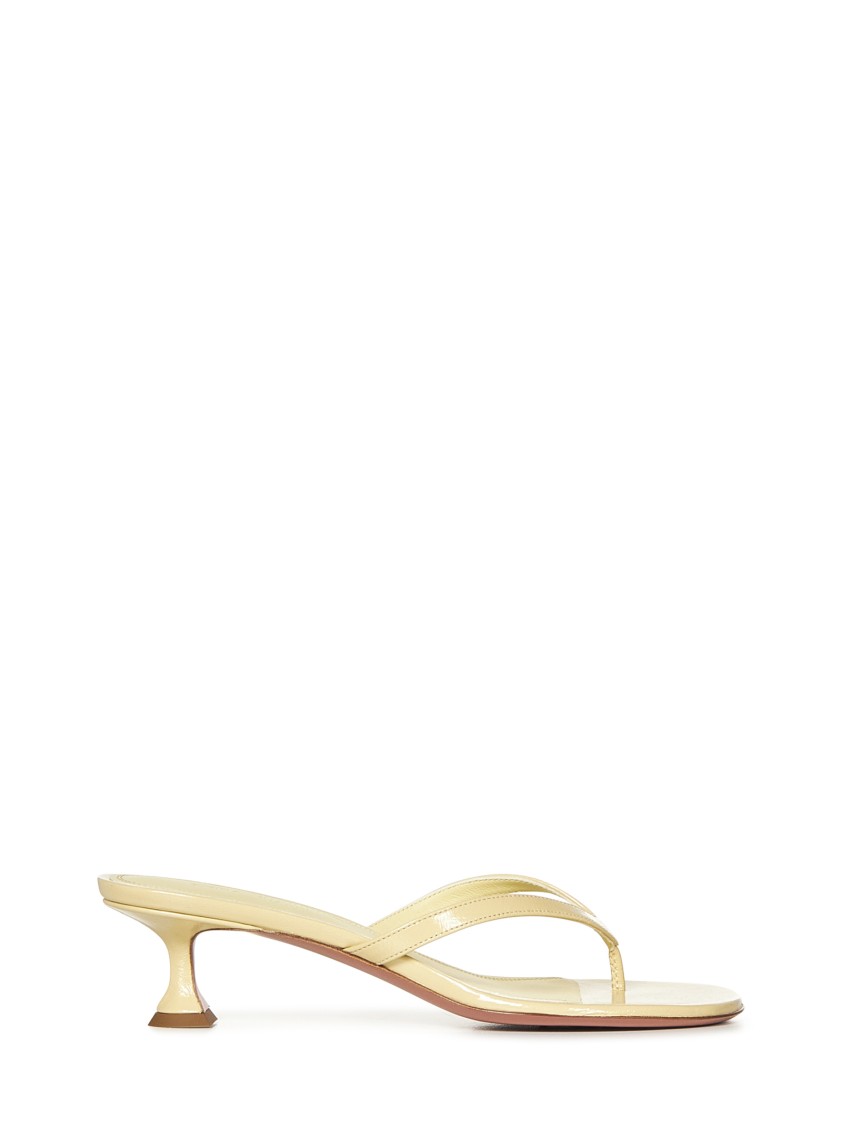 Amina Muaddi Juliette Sand Patent Thong Sandals In Yellow