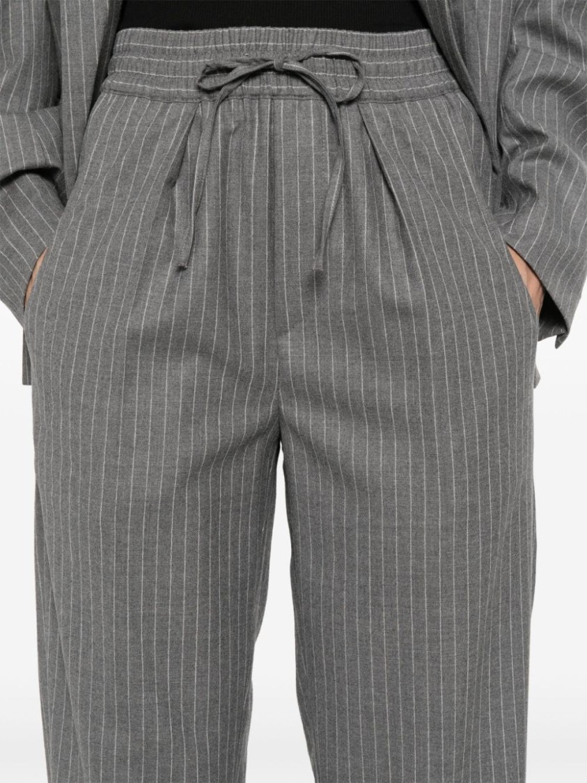 Shop Isabel Marant Charcoal Grey Pinstripe Liska Trousers