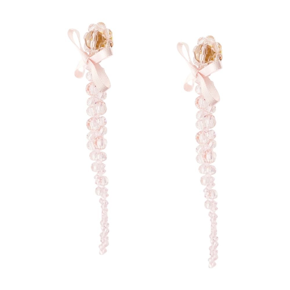 Simone Rocha Bow Crystal-drop Earrings In Pink