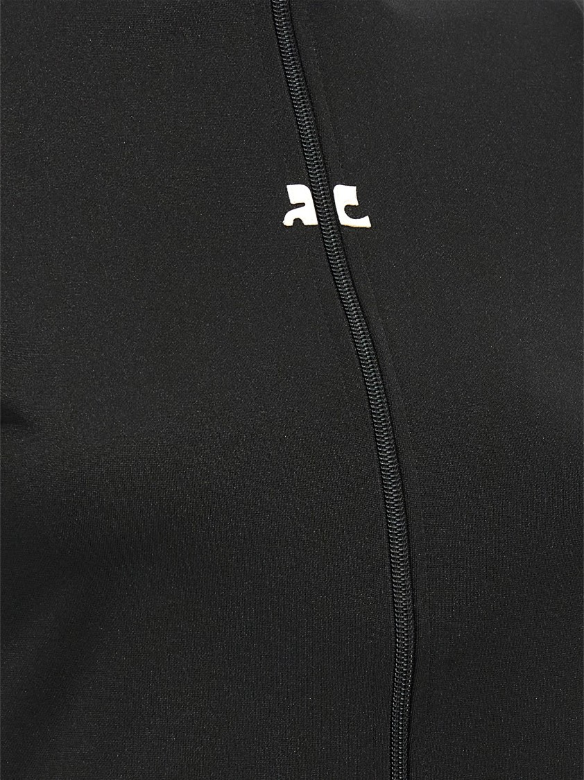 Courrèges Zip-up Short-sleeve Top In Black