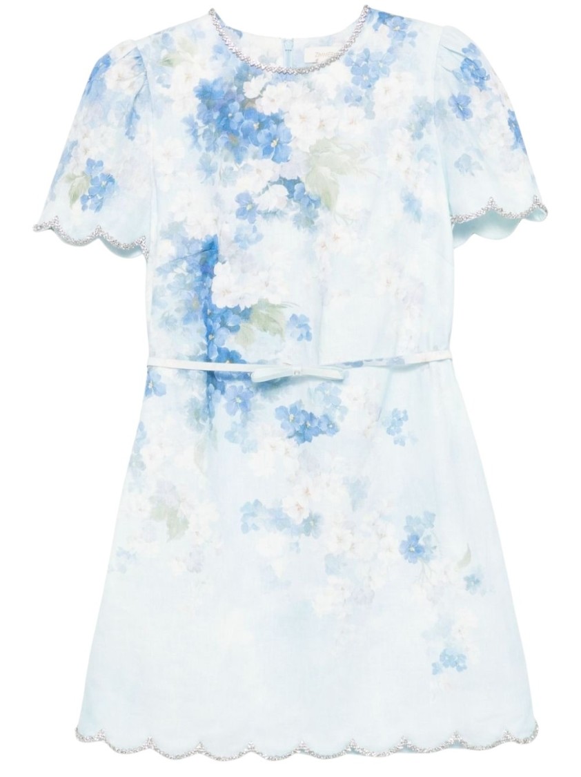 Shop Zimmermann Blue Floral Print Mini Dress