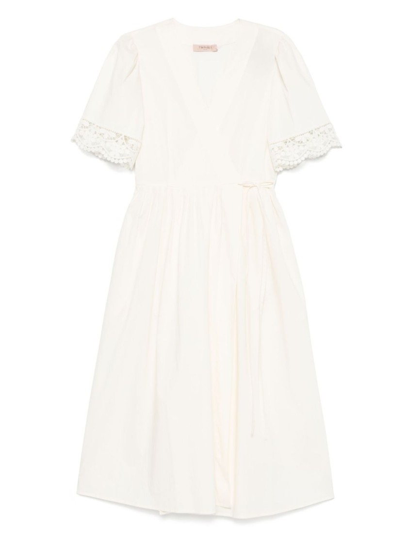 Twinset Twin-set Wrap Design Dress With Puff Sleeves In White
