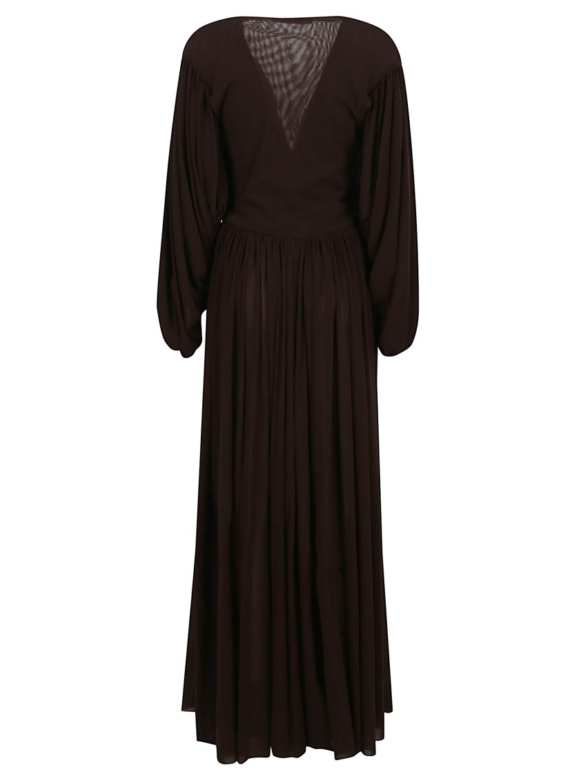 Shop Philosophy Di Lorenzo Serafini Flowing Brown Maxi Dress With Deep V-neckline
