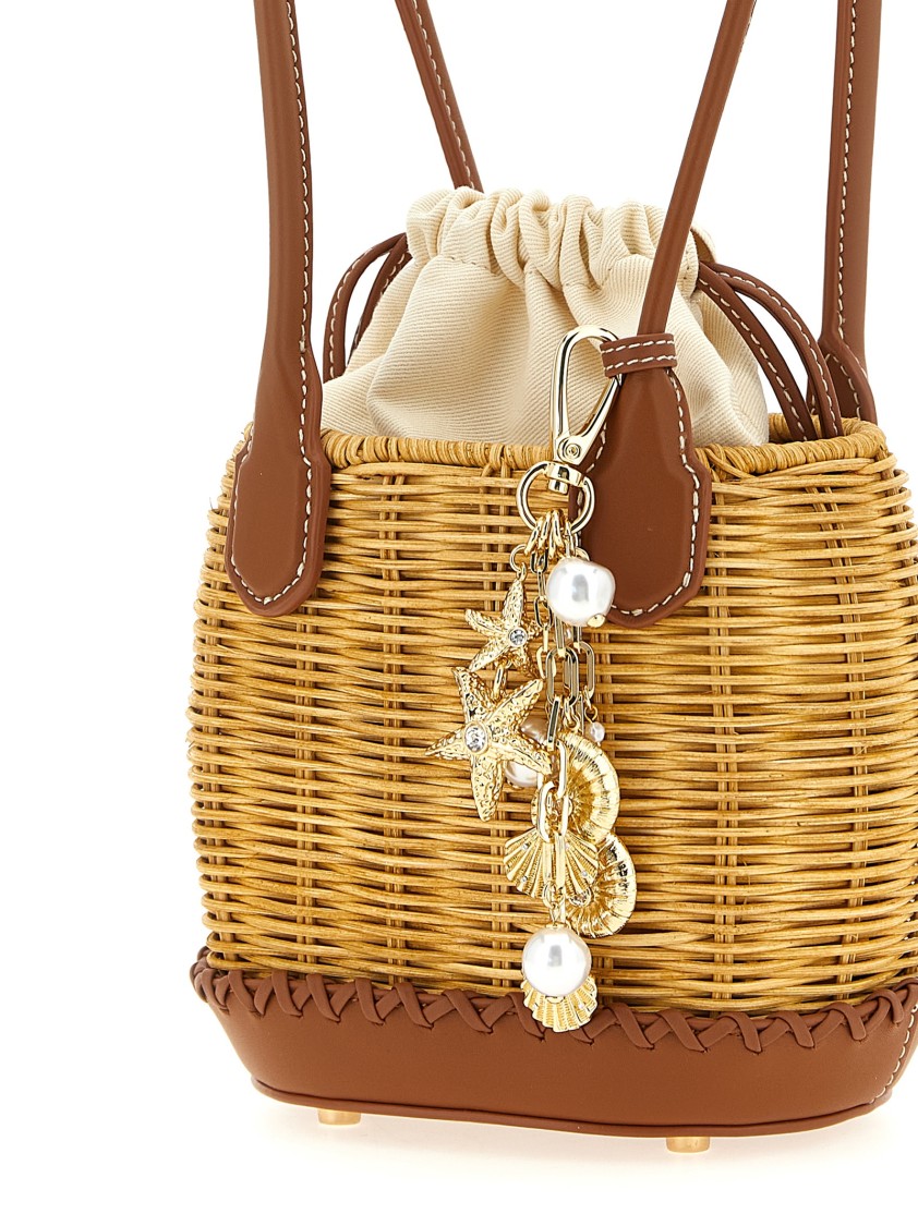 Self-portrait Self Portrait 'rattan Charm Shoulder Bag' Shoulder Bag In Brown
