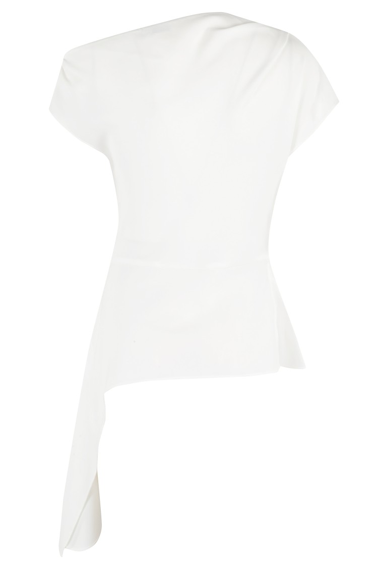 Simkhai Draped Crepe Top With Asymmetrical Neckline In White