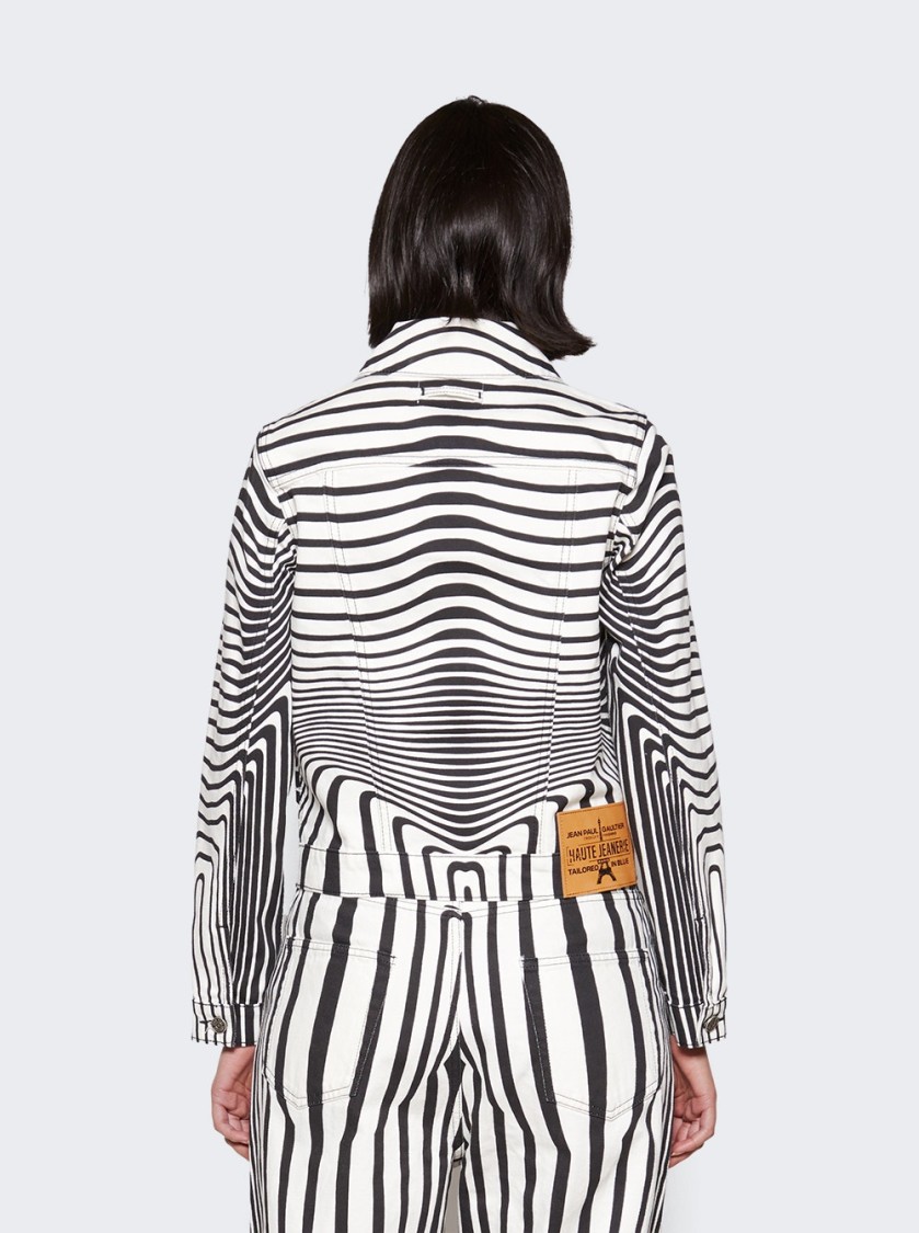 Jean Paul Gaultier Body Morphing Printed Denim Jacket In Gray