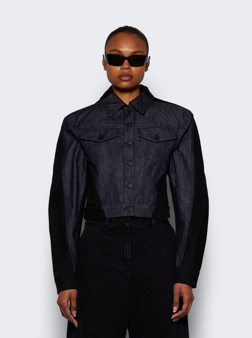 Mugler Bi-color Jacket - Raw Blue And Black