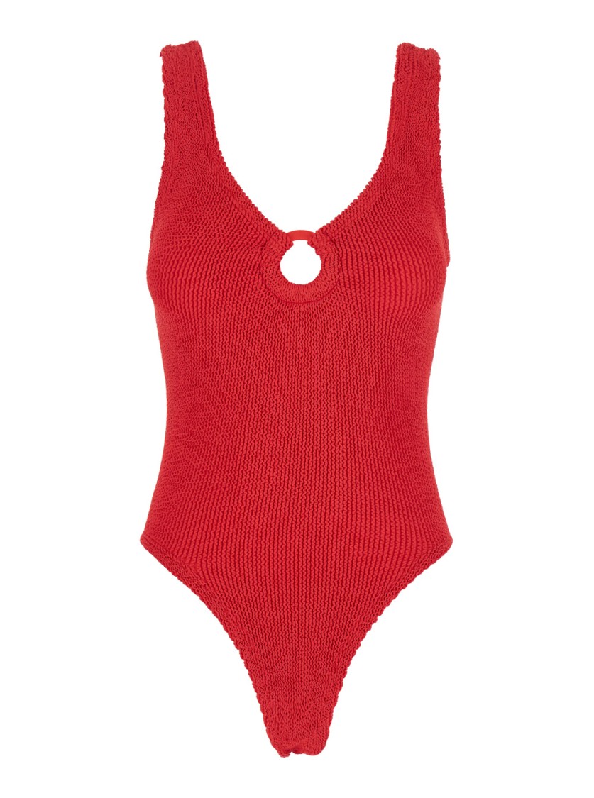 Hunza G Celine Red Swimsuit With Cut-out With Ring In Tech Fabric Stretch Woman In Red