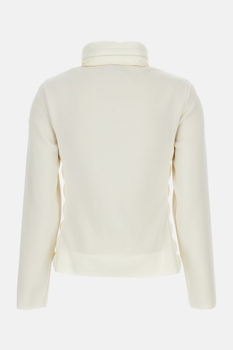Moncler Turtleneck Cardigan Jacket With Zip Closure In White