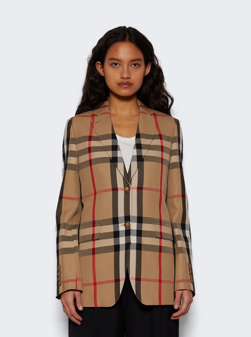 Burberry Check Wool Cotton Jacquard Tailored Jacket In Neutrals