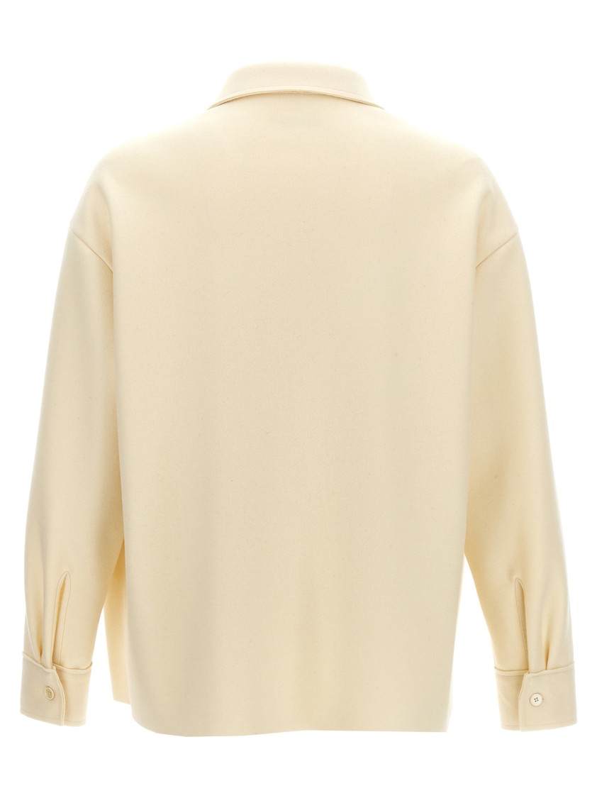 Jil Sander Wool Blend Shirt With Button Closure In Neutral