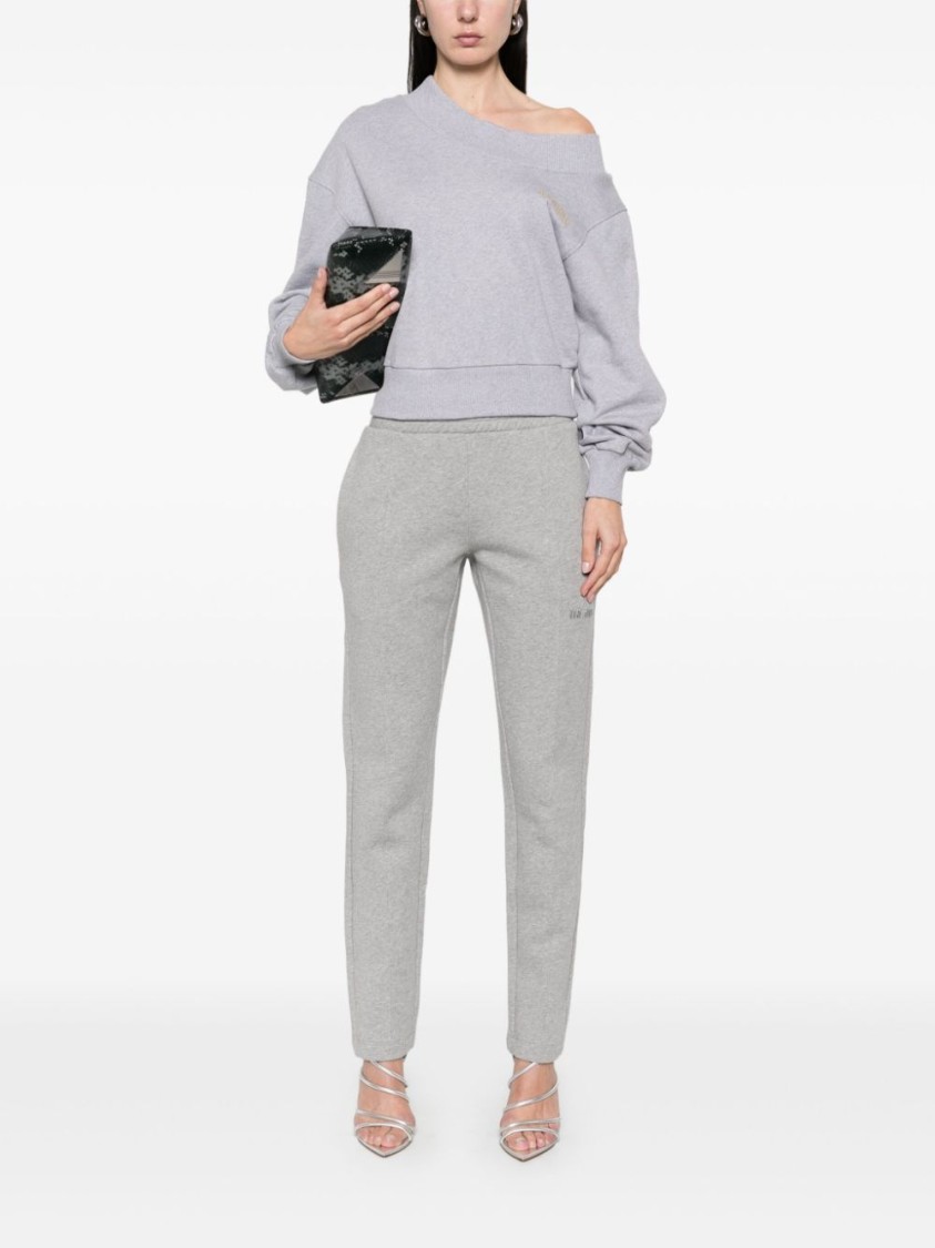 Attico Grey Cotton Logo Sweatshirt In Grey