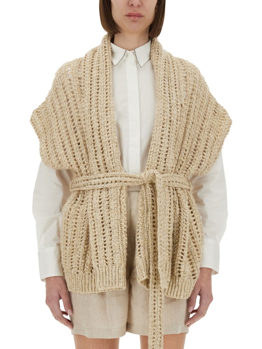 Brunello Cucinelli Cardigan Dazzling Sweaters And Cardigans Beige In Neutrals