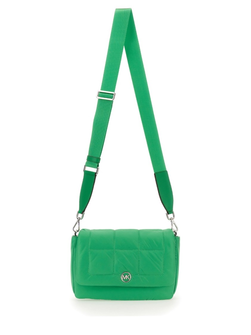Shop Michael Michael Kors Quilted Green Lilah Bag With Adjustable Shoulder Strap