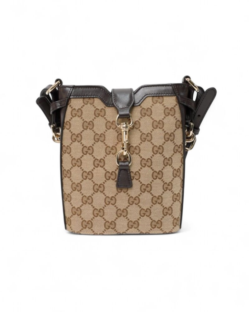 Gucci Mini Web Gg Supreme Bucket Bag Brown