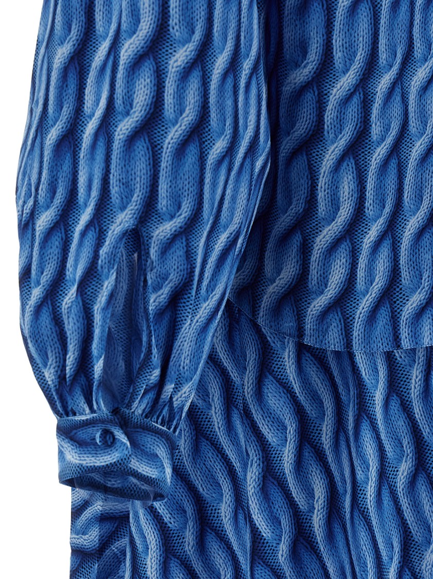Balenciaga Patterned Drape Midi Dress In Blue