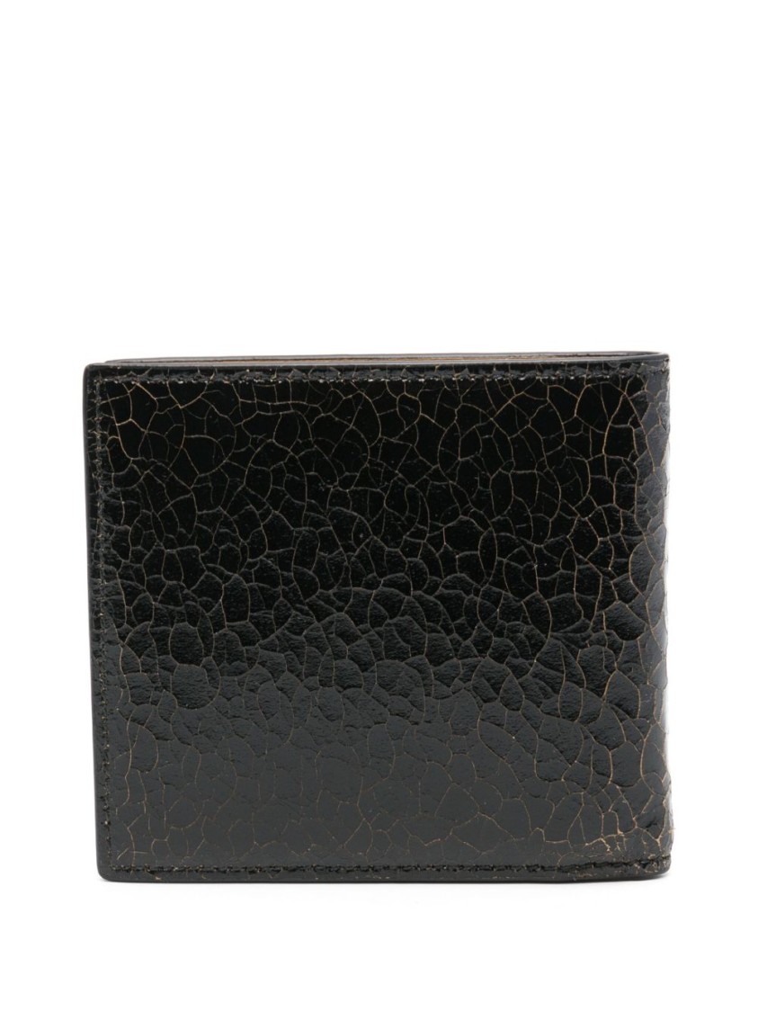 Alexander Mcqueen Bifold Wallet With Black Crackled Effect In Black