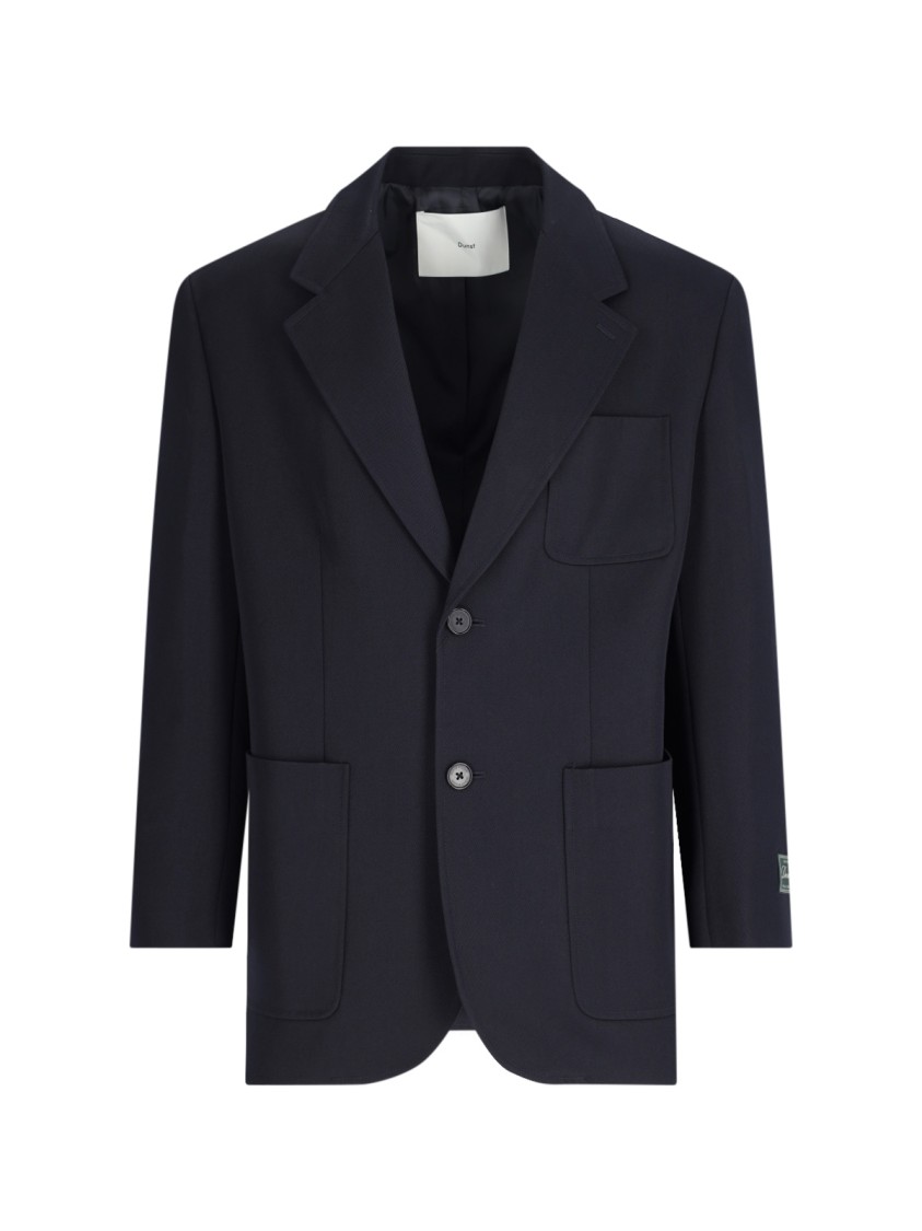 Dunst Single-breasted Blazer In Blue Wool Blend