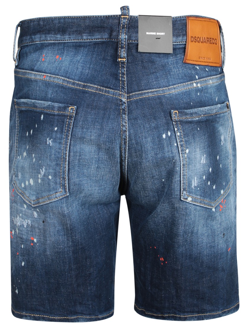 DSQUARED2 DSQUARED2 TAILORED BLUE BERMUDA SHORTS WITH DISTRESSED FINISH