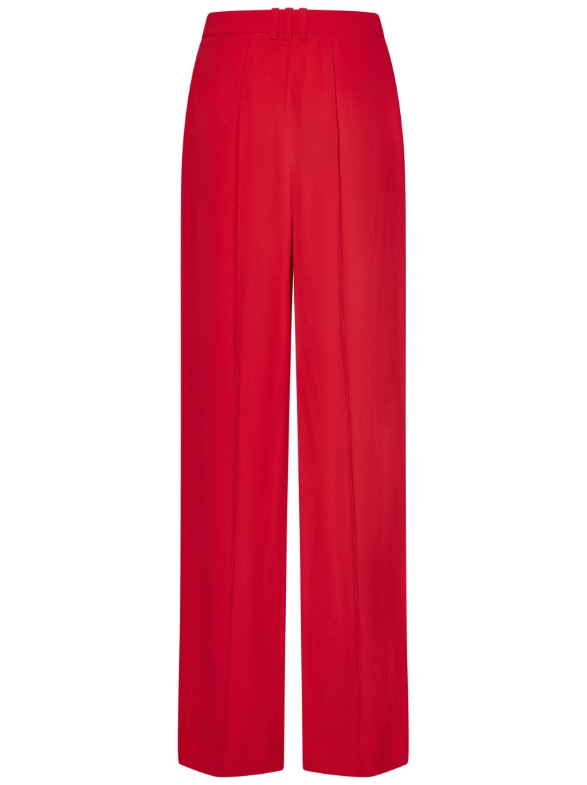 Balmain Straight Red Viscose Crepe Tailored Trousers In Red