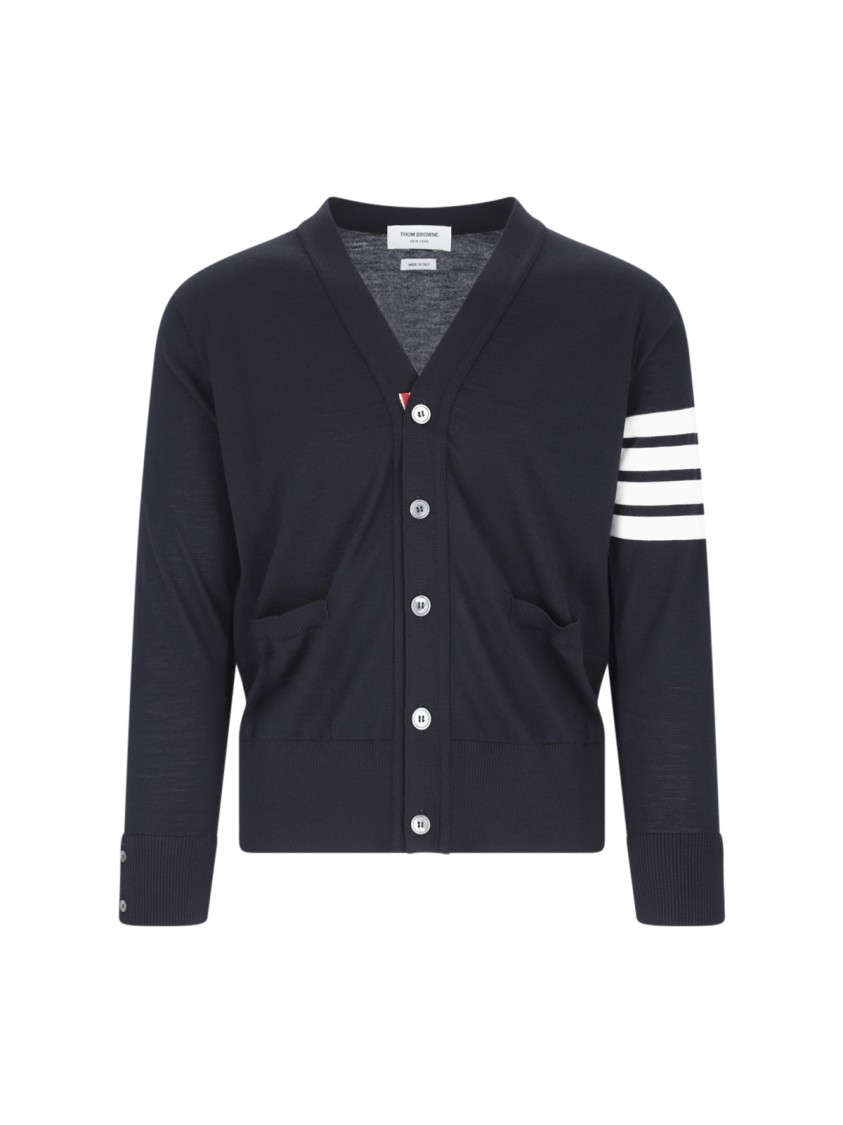 Shop Thom Browne "4-bar" Cardigan – Blue