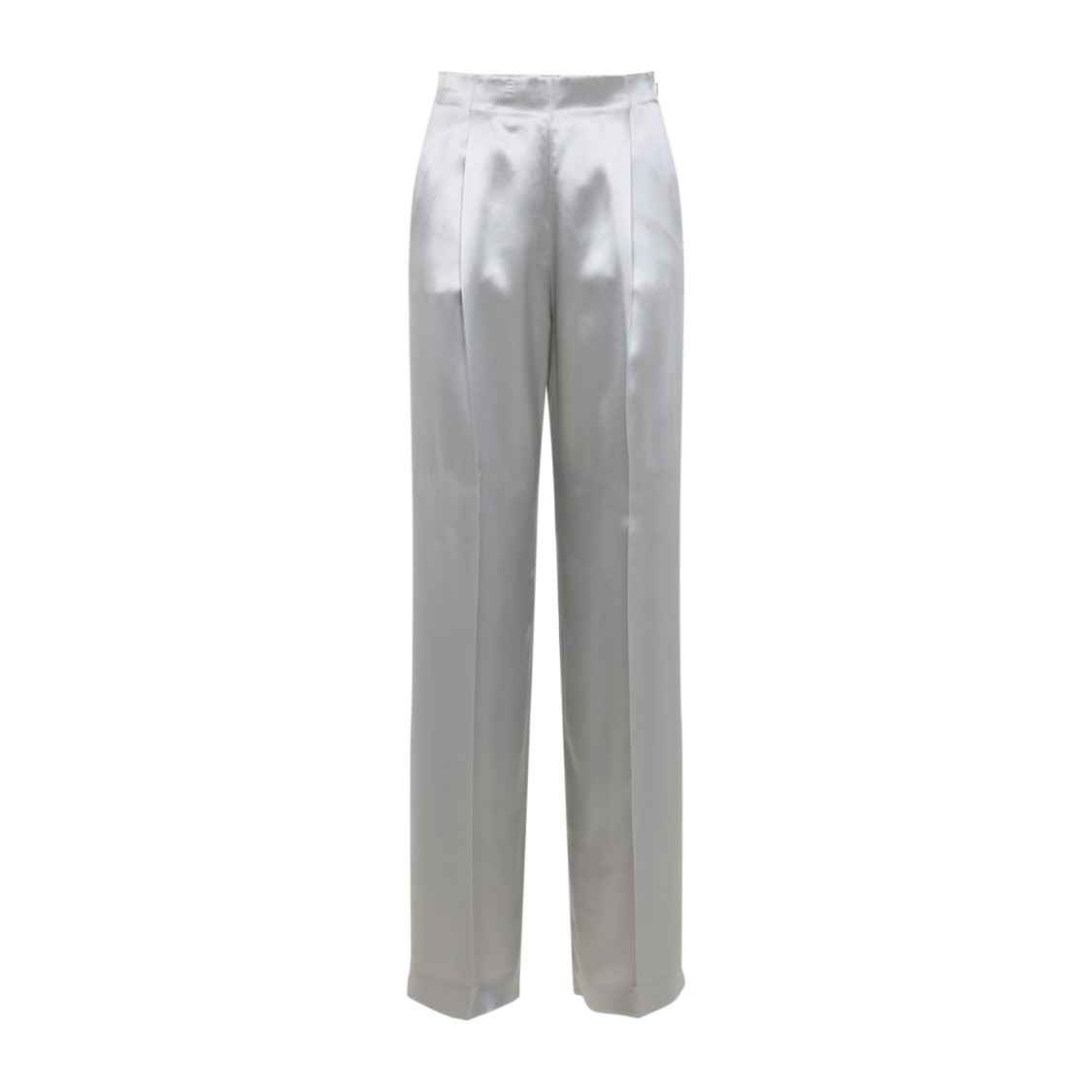 Alberta Ferretti High-waisted Silver Trousers With Tailored Fit In Gray