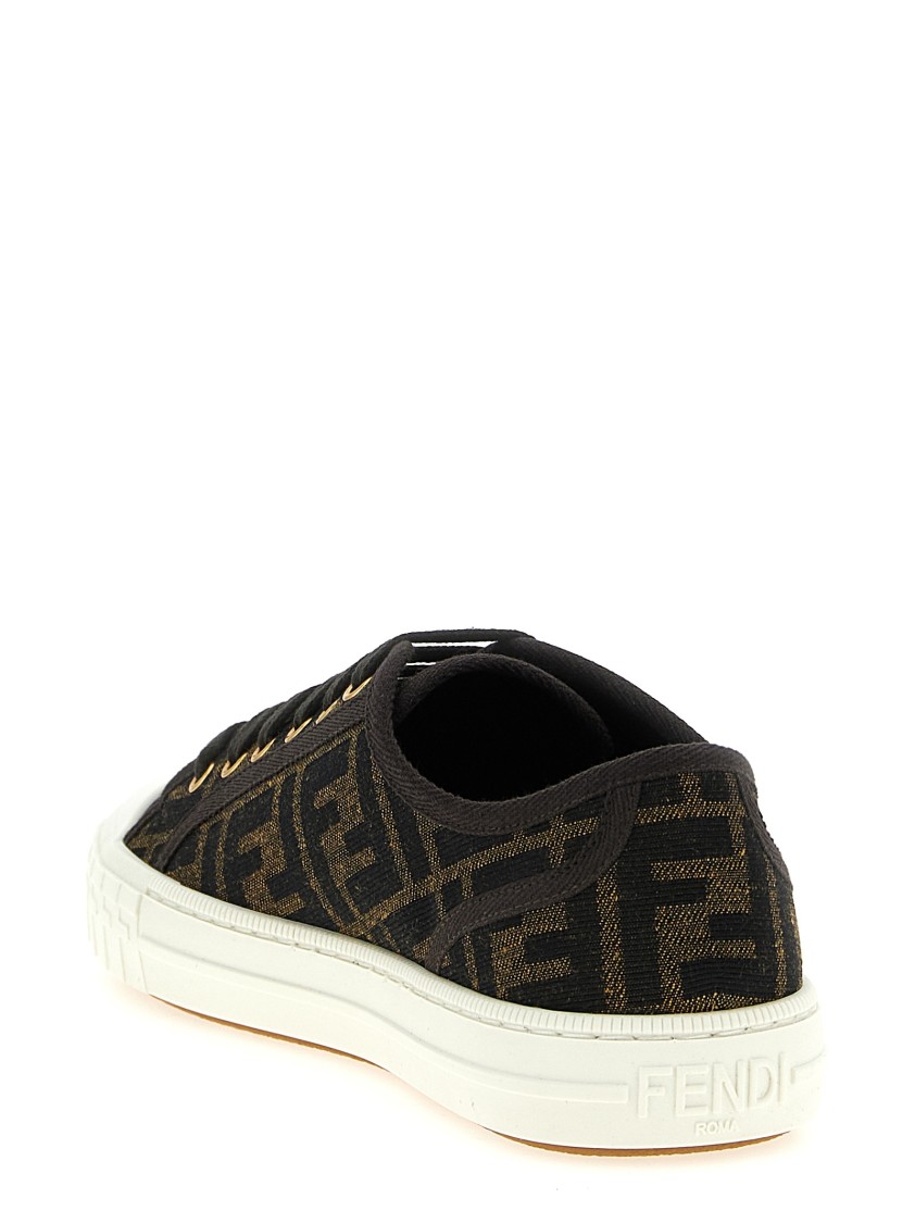 Fendi Women Embroidered Nylon Blend Dominio Sneakers In Black