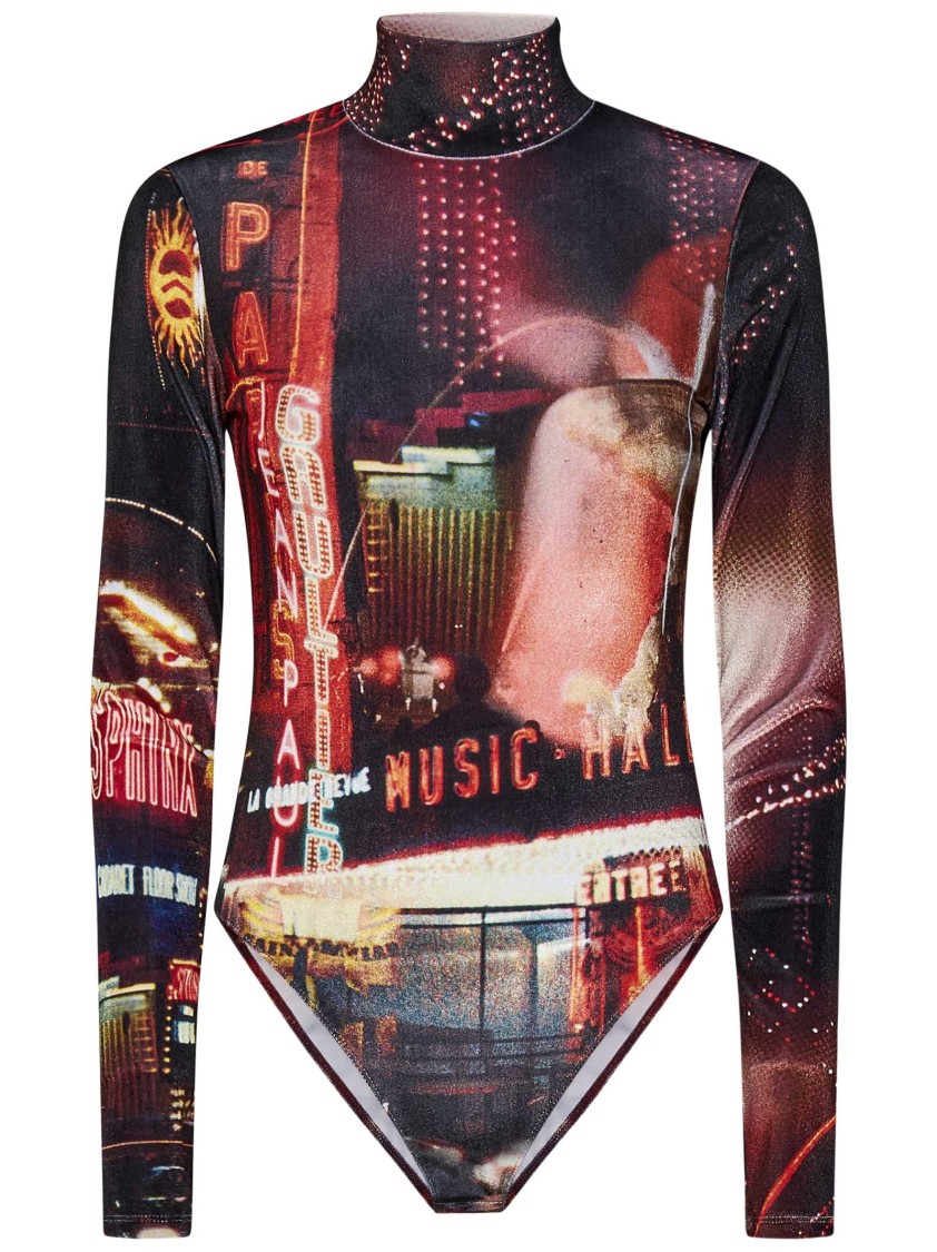 Jean Paul Gaultier The Velvet Pigalle High-neck Bodysuit In Red