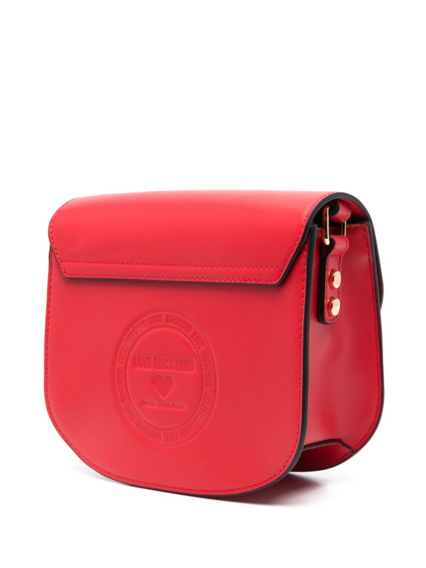 Love Moschino Red Crossbody Bag With Heart Plaque In Red