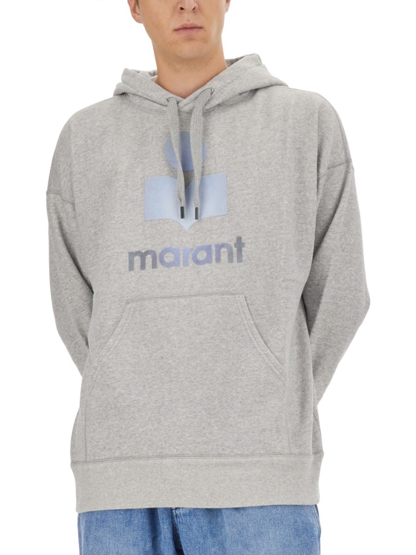 Isabel Marant Marant Relaxed-fit Grey Hoodie With Kangaroo Pocket In White