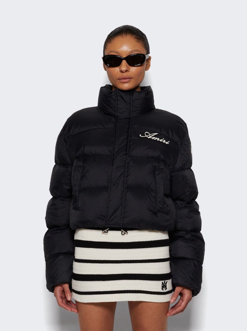 Amiri Bones Cropped Down Jacket Black In Black