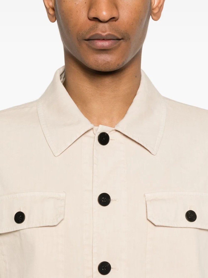 Drumohr Classic Button-up Linen Overshirt In Neutral