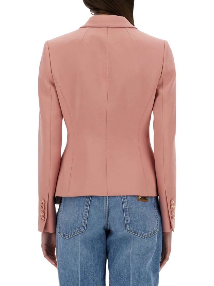 Dolce & Gabbana Single-breasted Pink Wool Jacket In Pink