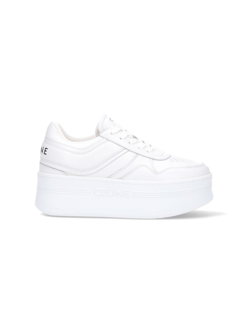 Celine Céline Platform Sneakers With Perforated Upper And Logo Details In White