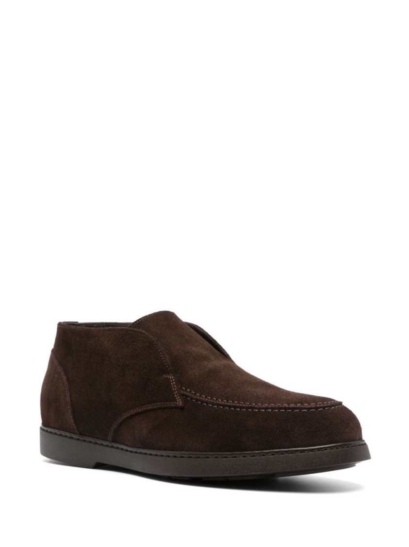 Doucal's Brown Ankle Boots With Smooth Leather Finish In Brown