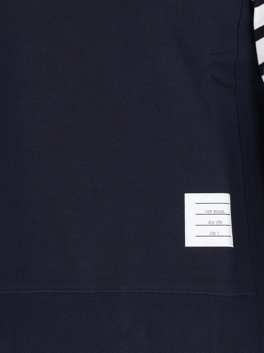 Thom Browne Classic Sweatshirt In Classic Loopback With Engineered 4 Bar In Blue