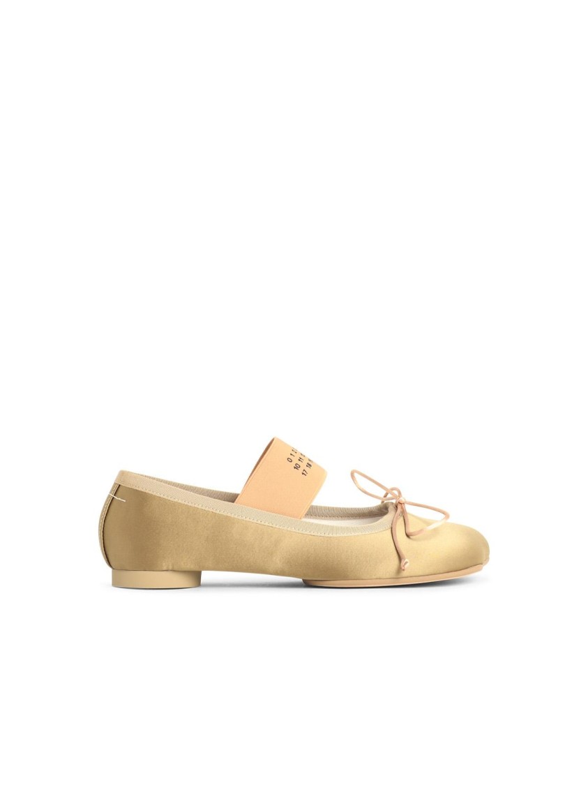 Shop Mm6 Maison Margiela Mm6 By Maison Margiela Beige Polyester Ballet Flats In Neutrals